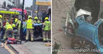 Man arrested after 'stolen car' crashes into vehicle in Croydon