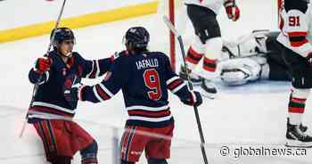 Hellebuyck gets the shutout, Iafallo scores twice as Winnipeg Jets dump Devils 4-0