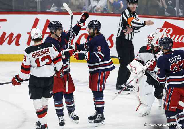 Iafallo scores twice, Jets down Devils 4-0 for 50th win this season