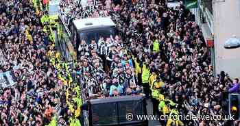 Birds-eye view of Newcastle open-top bus parade as thousands join Carabao Cup celebration