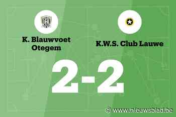Blauwvoet Otegem deelt thuis de punten met WS Lauwe B