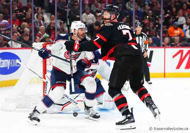 Sanderson scores winner as playoff-seeking Senators edge Blue Jackets 3-2