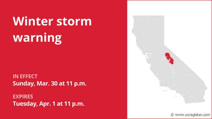 Update: Winter storm warning affecting Yosemite from Sunday to Tuesday