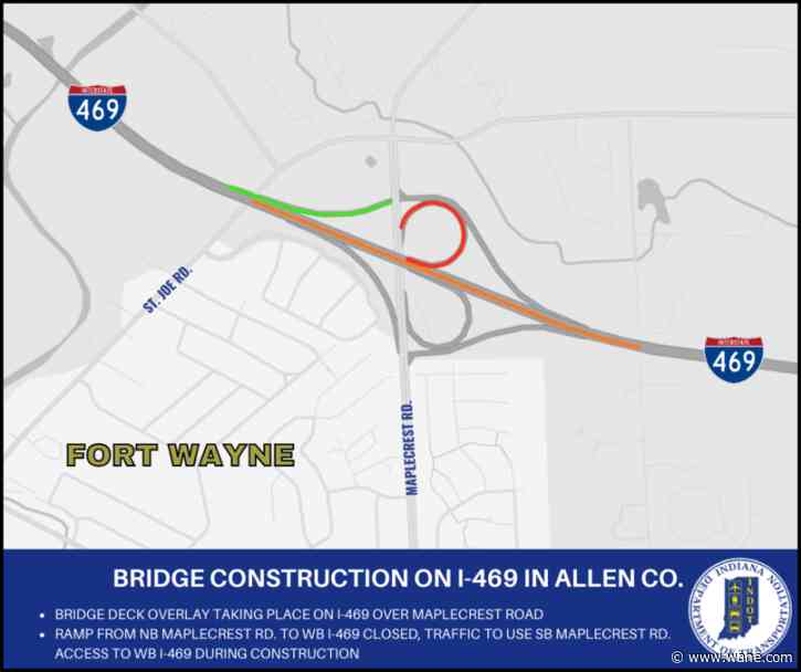Work on I-469 in northeast Fort Wayne to last until October