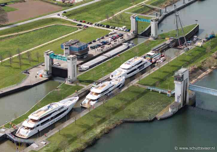 Drie superjachten van Heesen Yachts door kapotte sluis Lith via noodschotten