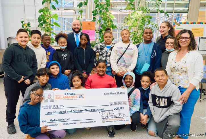 CM Salamanca presents $175K check to P.S. 75 for new hydroponic lab
