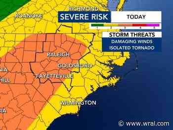 WRAL Weather Alert Day: Severe thunderstorm watch issued, damaging winds & tornadoes possible