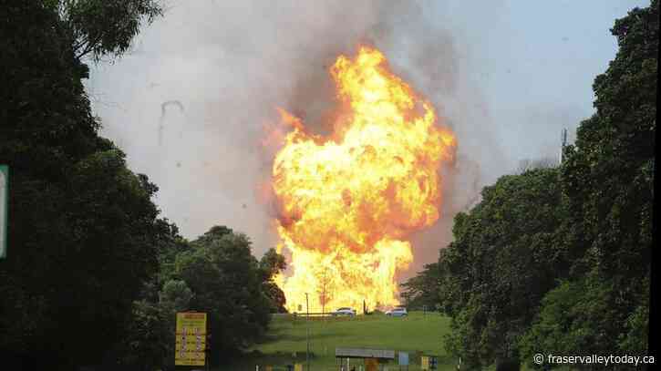 A colossal fire erupts in Malaysia, apparently from a burst gas pipe