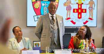 High Commissioner of Jamaica visits Watford - and gets a Hornets shirt