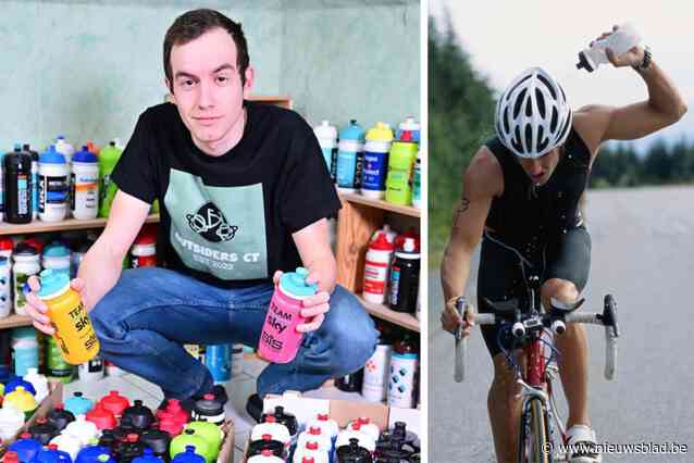 Jarne (25) is ‘Vlaanderens grootste bidonverzamelaar’: “Je mag de concurrentie een schoudertje geven, zoals ze dat in de koers ook doen”