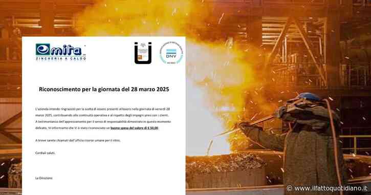 Azienda veneta regala agli operai un buono spesa da 50 euro per non aver scioperato