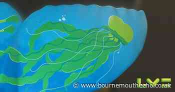 Sneak peek of mermaid tail sculpture ahead of trail