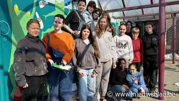 Mechelse zesdejaars Beeldende Kunst  brengen muurschildering aan op speelplaats basisschool Willebroek