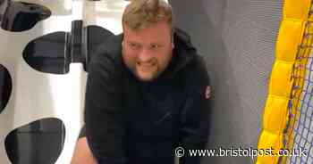 Dad loses shorts and exposes bum copying kids in play area