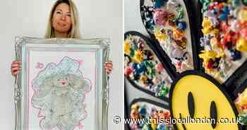 Mum turns her son's outgrown toys into 'Happy Art' for first London show