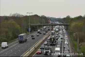 M32 traffic was stopped after car burst into flames