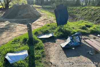Vuilnisbakje aan Damiaanbrug volledig vernield