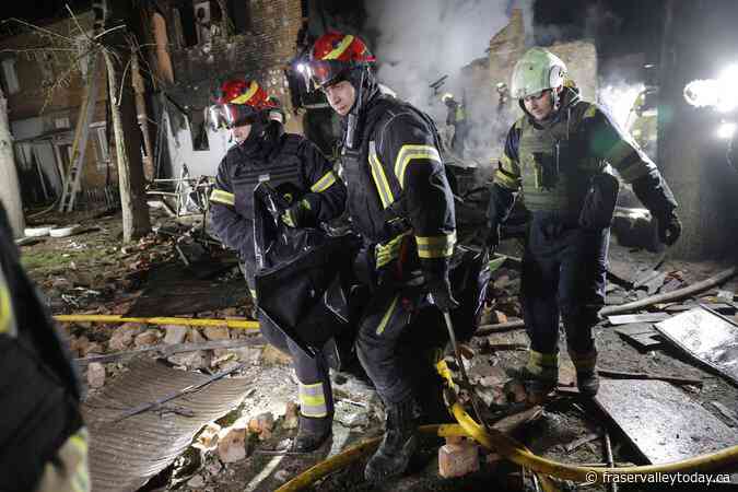 Officials say a Russian strike in central Ukraine kills 12 people and injures 50