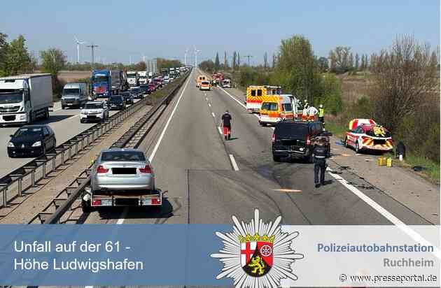 POL-PDNW: Polizeiautobahnstation Ruchheim - 2 Verkehrsunfälle auf der A61 Richtung Koblenz, Höhe Ludwigshafen führen zu erheblichen Verkehrsbehinderungen