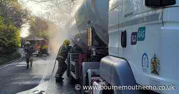 Gas tanker catches fire along A35
