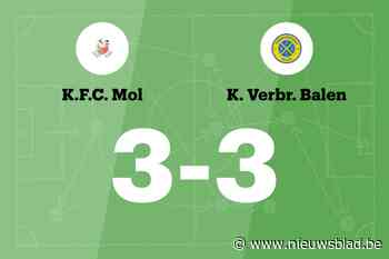 KFC Mol speelt gelijk in thuiswedstrijd tegen Balen