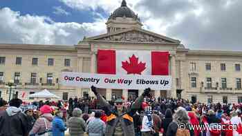 Maple leafs deck out Manitoba's legislature for a celebration of Canadian pride