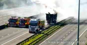 M25 CLOSED due to lorry fire causing major delays