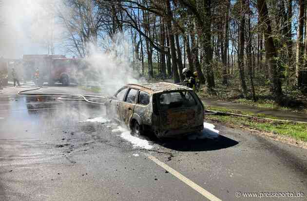 FW-ROW: PKW brennt auf K110 bei Meinstedt nach Verkehrsunfall vollständig aus