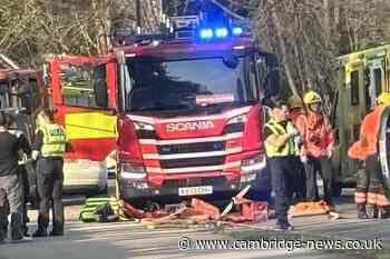 Woman taken to hospital after three-vehicle crash in Cambridgeshire village