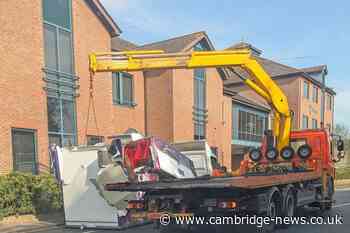 Ocado van crashes into Cambridgeshire bridge leaving road blocked