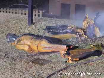 Man arrested after statue burned down in Sherwood Park: RCMP