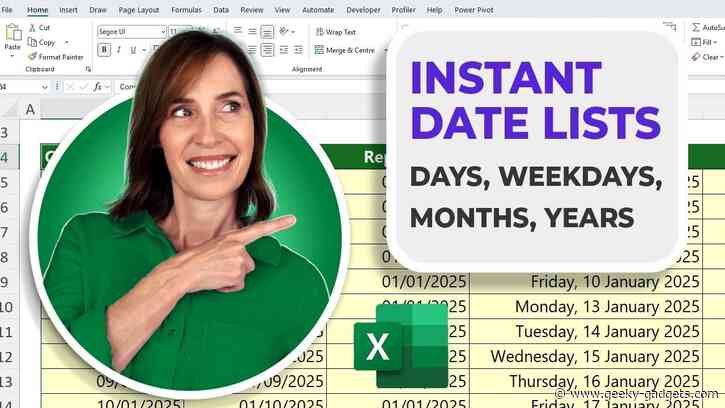 Create Dynamic Date Lists in Excel Automatically : Custom Date List Creation