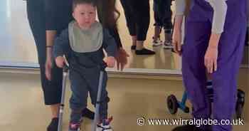 WATCH: Moment 'brave' Wirral boy with rare syndrome walks for the first time
