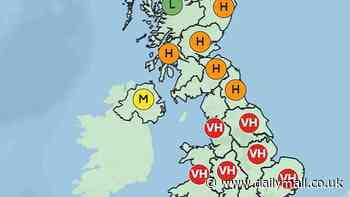 'Pollen bomb' warning as levels soar in the UK: Map reveals the areas where hay fever sufferers will be worst hit - so, is your hometown at risk?