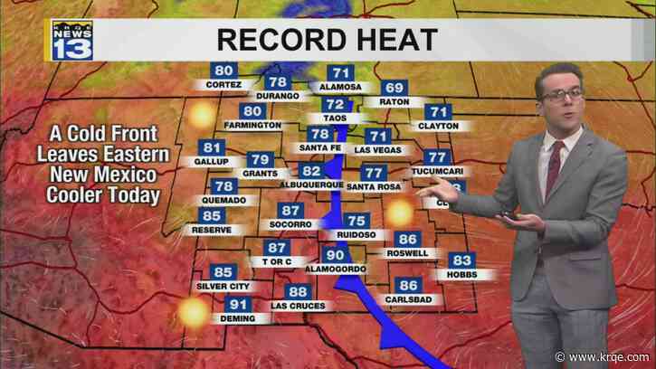 Warm temperatures in western New Mexico and slightly cooler to the east