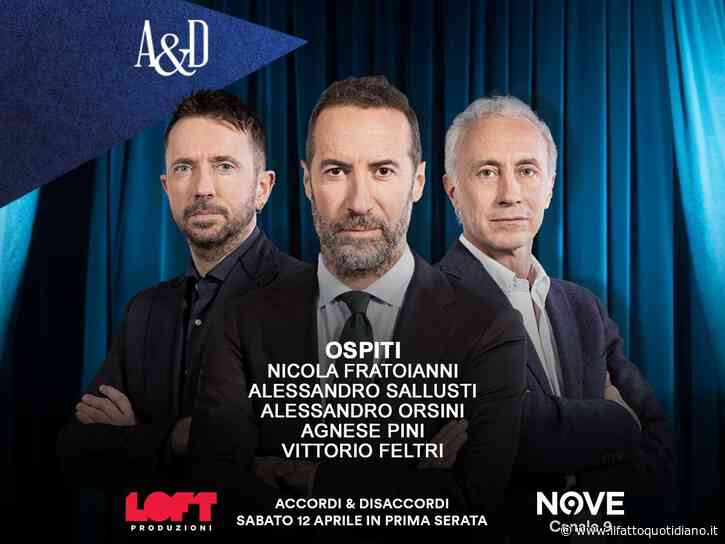 Fratoianni, Sallusti, Orsini, Pini e Feltri ospiti di Sommi ad Accordi&Disaccordi il 12 aprile sul Nove. Con Travaglio e Scanzi