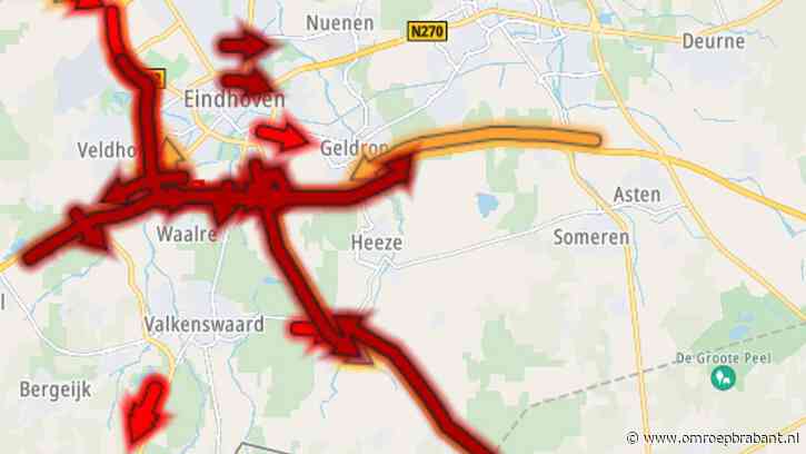 Drukke middagspits rondom Eindhoven door meerdere ongelukken