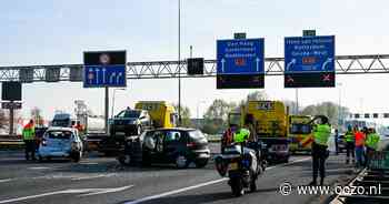 Meerdere voertuigen in botsing op de A12 bij Waddinxveen, 45 minuten vertraging