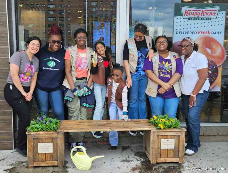 Photos: Local girl scout troop refurbishes bench outside Bruckner Boulevard Mcdonald’s