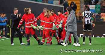 Milan-doelman Mike Maignan stil en roerloos op veld na zware botsing, per brancard van veld gedragen