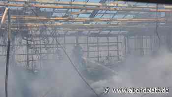 Feuerwehr löscht brennendes Gewächshaus in Ochsenwerder