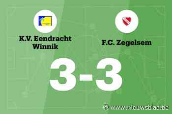 FC Zegelsem speelt gelijk in uitwedstrijd tegen Eendracht Winnik B