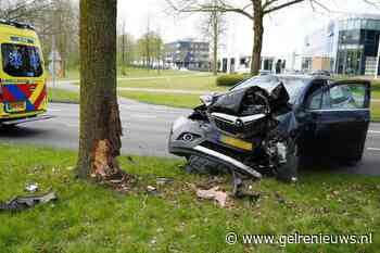Veel schade nadat automobilist tegen boom botst