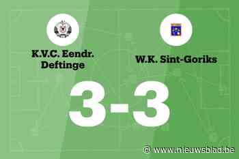 VC Eendracht Deftinge speelt thuis gelijk tegen WK Sint-Goriks