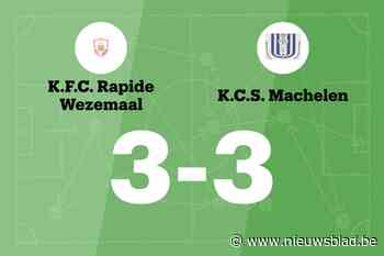 Rapide Wezemaal speelt gelijk in thuiswedstrijd tegen CS Machelen