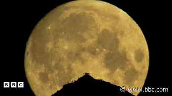 Llun o gopa'r Wyddfa a'r lleuad yn llonni ffotograffydd