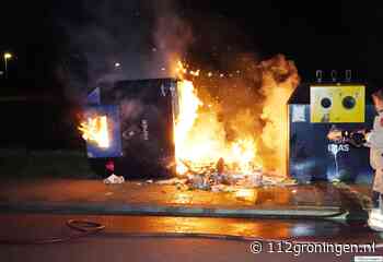 Papiercontainer in Brand aan J.M. Den Uylstraat in Groningen