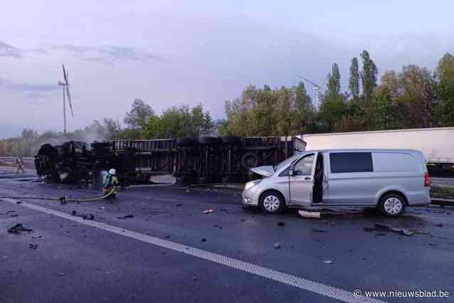 Vrachtwagen in vroege ochtend getakeld na zware crash op E403: chauffeur als bij wonder ongedeerd