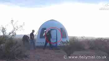 Conspiracy theorists seize on Blue Origin door gaffe - and claim it's 'definitive proof' that Katy Perry's mission was FAKE