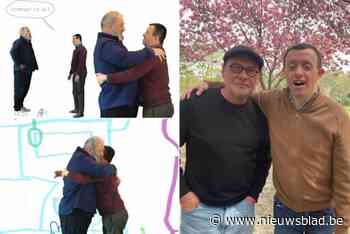 Kunstenaar Johan Geenens (54) stelt deze zomer knuffel met Wim Opbrouck tentoon